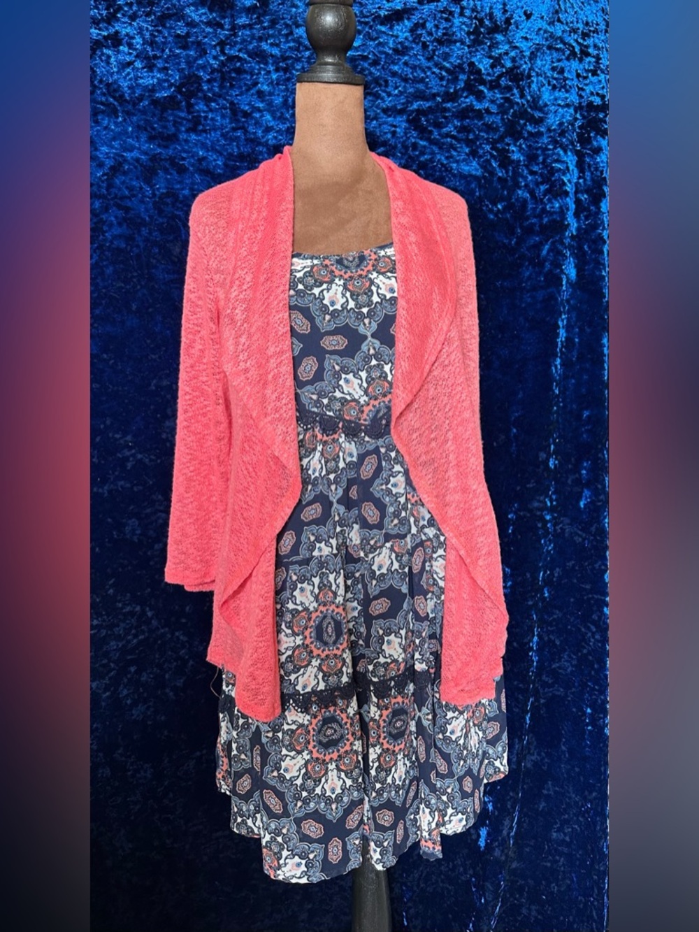 Chenault Coral Open-Knit Lightweight Cardigan